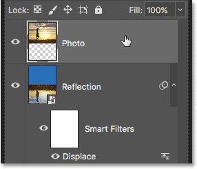 Selecting the Photo layer in the Layers panel