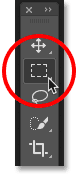 Selecting the Rectangular Marquee Tool from the Toolbar in Photoshop
