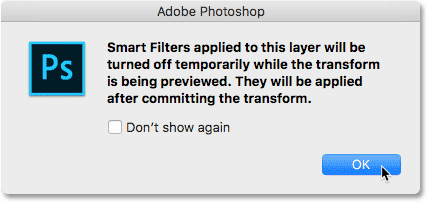 Smart Filters will be turned off while transform is being previewed