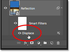 Re-opening the Displace Smart Filter in the Layers panel