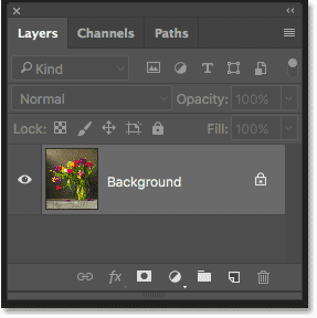 The Layers panel in Photoshop CS6 showing the Background layer. Image © 2013 Photoshop Essentials.com