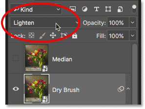 Changing the blend mode from Screen to Lighten