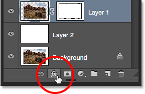 Clicking the Layer Styles icon in the Layers panel.