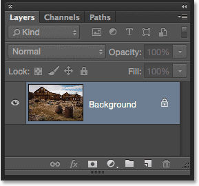 The Layers panel showing the photo on the Background layer. 