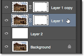 تحديد Layer 1 في لوحة Layers.