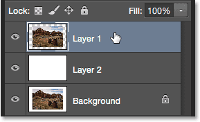 Selecting Layer 1 in the Layers panel.