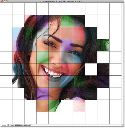 The colorized grid effect so far.