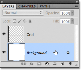 The Background layer in the Layers panel in Photoshop.