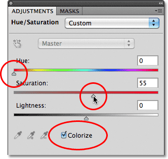 Photoshop Hue/Saturation adjustment.