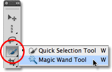 أداة Photoshop CS5 Magic Wand Tool.