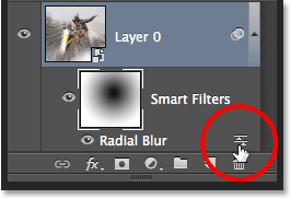 أيقونة Smart Filter Blending Options في لوحة Layers.  صورة © 2013 Photoshop Essentials.com