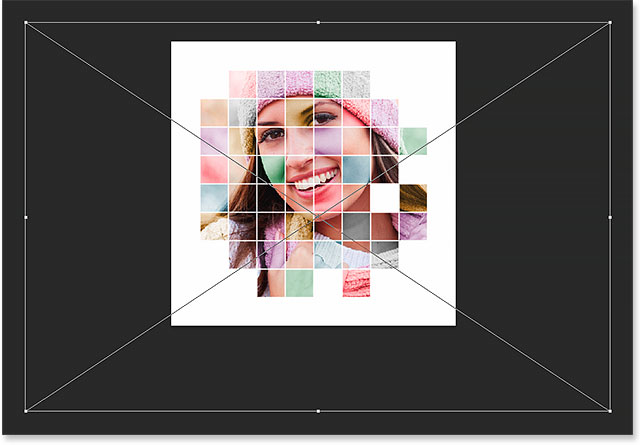 Re-adjusting the size and position of the photo inside the grid. 