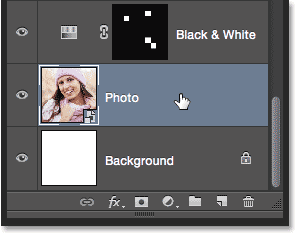 Reselecting the Photo layer in the Layers panel. Image © 2014 Photoshop Essentials.com.