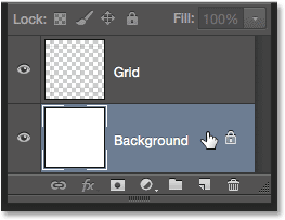 Selecting the Background layer in the Layers panel. Image © 2014 Photoshop Essentials.com.