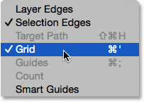 Turning the grid off. Image © 2014 Photoshop Essentials.com.