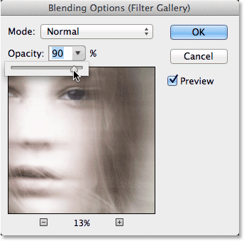 مربع الحوار Blending Options في Photoshop.