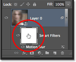 Selecting the Smart Filter mask in the Layers panel.