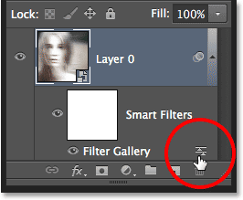 أيقونة Blending Options للفلتر الذكي في لوحة Layers.