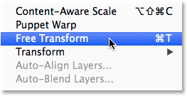 تحديد Free Transform من قائمة Edit.