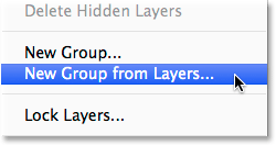 Choosing the New Group from Layers menu option.