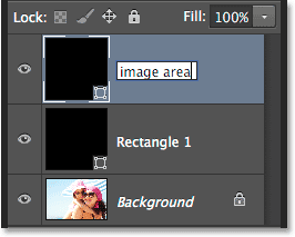 Renaming the top shape layer in the Layers panel.