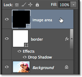 Selecting the image area layer in the Layers panel.