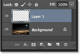 تظهر طبقة فارغة جديدة في لوحة Layers.