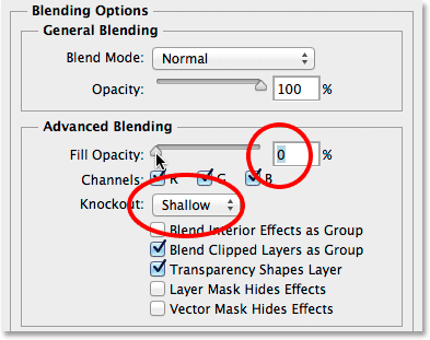 The Advanced Blending options in Photoshop