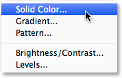 Choosing a Solid Color fill layer