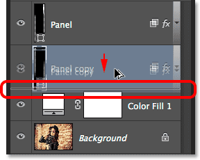 Selecting the bottom-most Panel layer. Image © 2014 Photoshop Essentials.com.