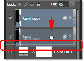 Dragging the Panel copy layer below the original