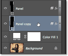 Selecting the bottom-most Panel layer. Image © 2014 Photoshop Essentials.com.