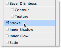 Selecting Stroke in the list of layer effects