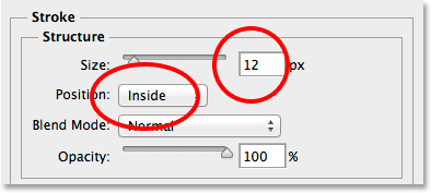 Changing the stroke Position to Inside and increasing the Size value