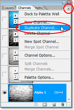 Photoshop's Channels palette menu