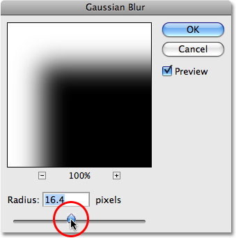 مرشح Gaussian Blur في Photoshop CS4.