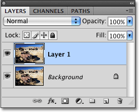 The Layers palette in Photoshop CS4.