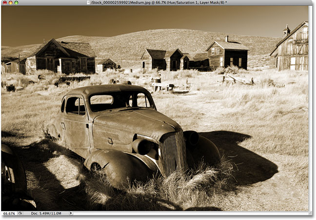 A simple sepia tone effect in Photoshop CS4.