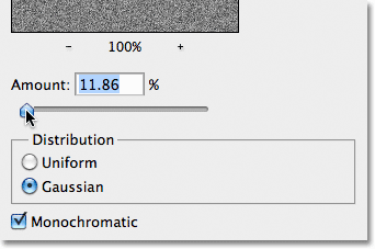 Making changes to the Add Noise Smart Filter in Photoshop.