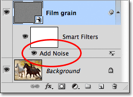 The Add Noise filter appears as a Smart Filter in the Layers panel.