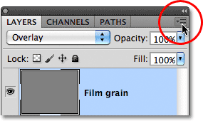 Clicking the Layers panel menu icon.