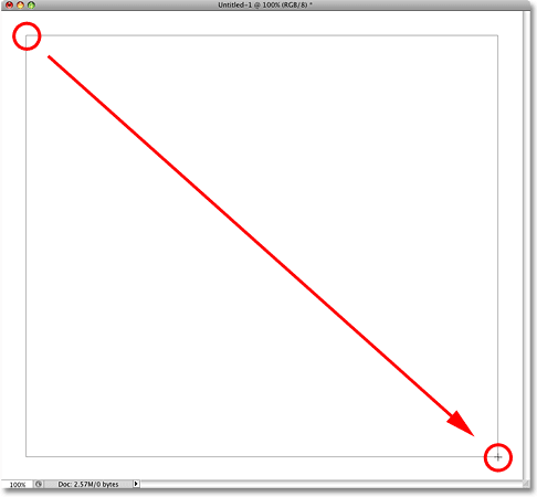 Dragging out a shape with the Rectangle Tool in Photoshop.