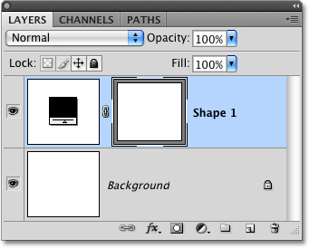 The Layers panel in Photoshop showing a new shape layer.