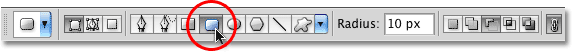 Selecting the Rounded Rectangle Tool in Photoshop.
