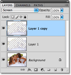 Duplicating a layer in Photoshop.