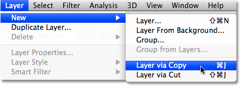 The New Layer via Copy command in Photoshop.