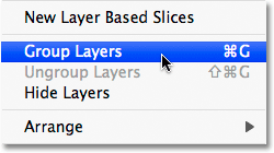 Grouping layers in Photoshop CS4.