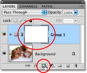 Adding a layer mask to a layer group in Photoshop CS4.