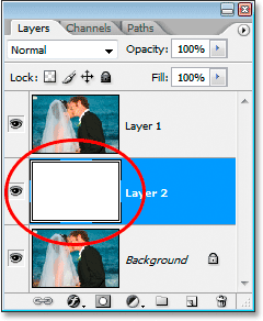 The new layer's thumbnail preview area is now filled with white.