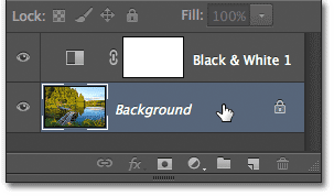 Selecting the Background layer in the Layers panel.